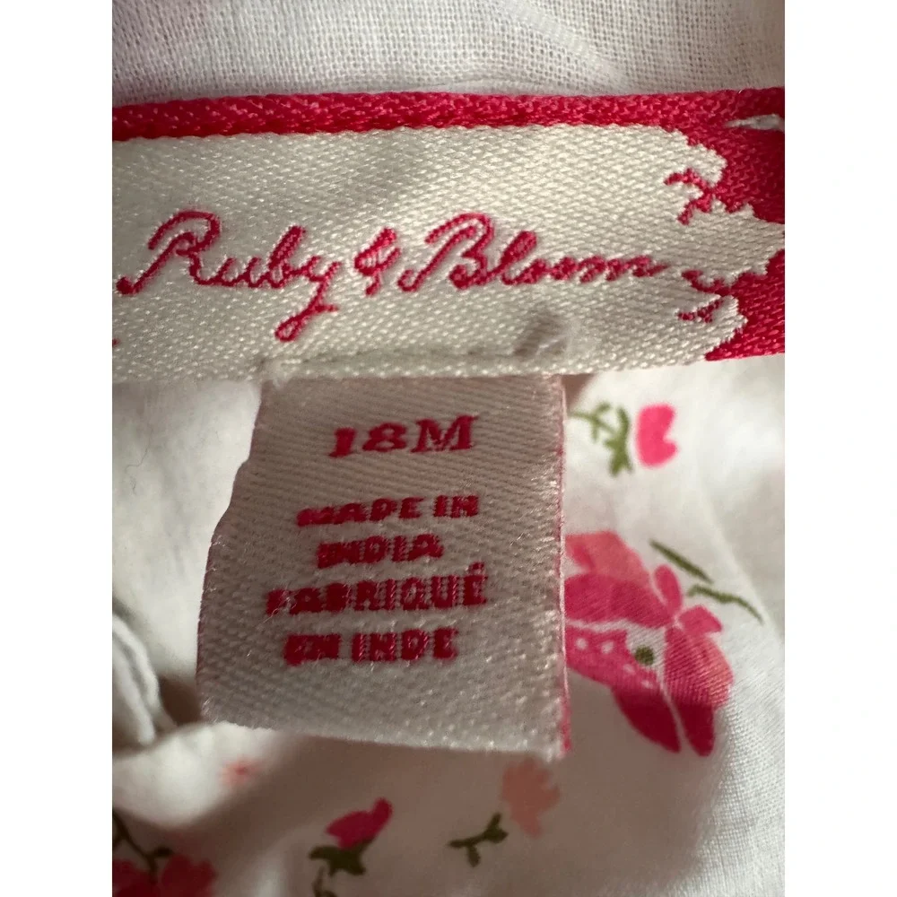 Ruby & Bloom Toddler Girls Pink White Floral Smocked Flutter Sleeve Dress  18‎ m